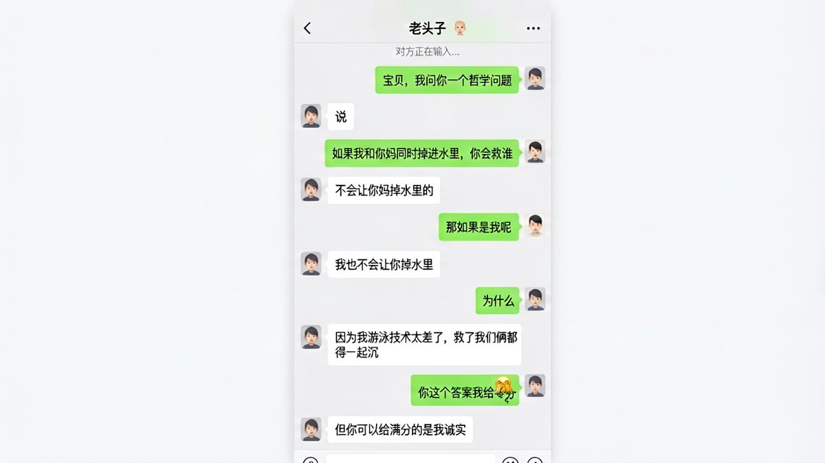经典送命题的摆烂式回答，诚实到让人无法反驳