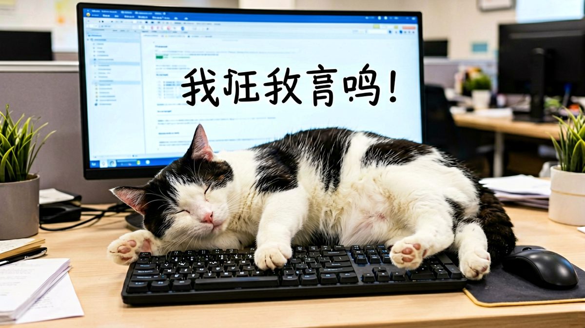 猫：今天的工作？不，是陪我睡觉的时间