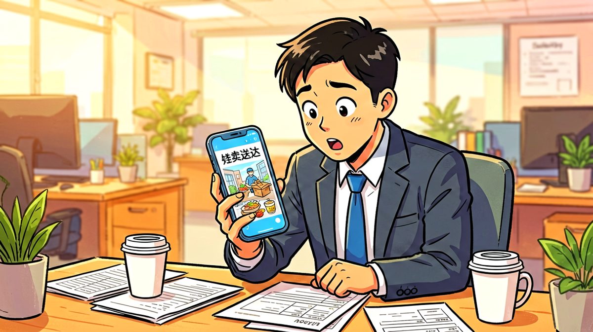 外卖终于到了！打工人看到屏幕上的通知瞬间精神焕发。
