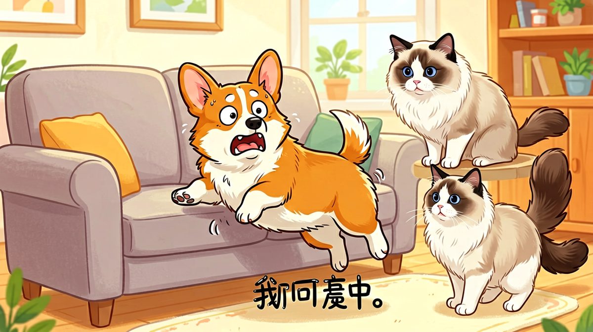 狗：我刚才只是在测试沙发的承重能力！