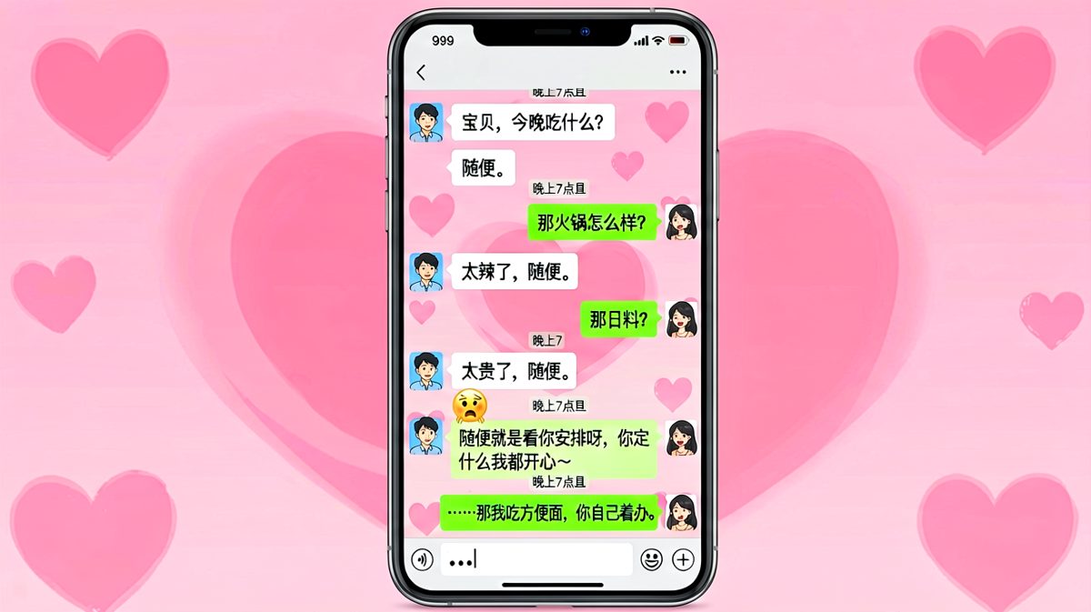 女生连说三个"随便"，最终反而把男生整不会了