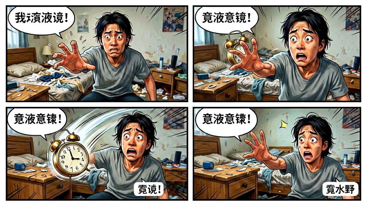 手滑了！闹钟飞出去了