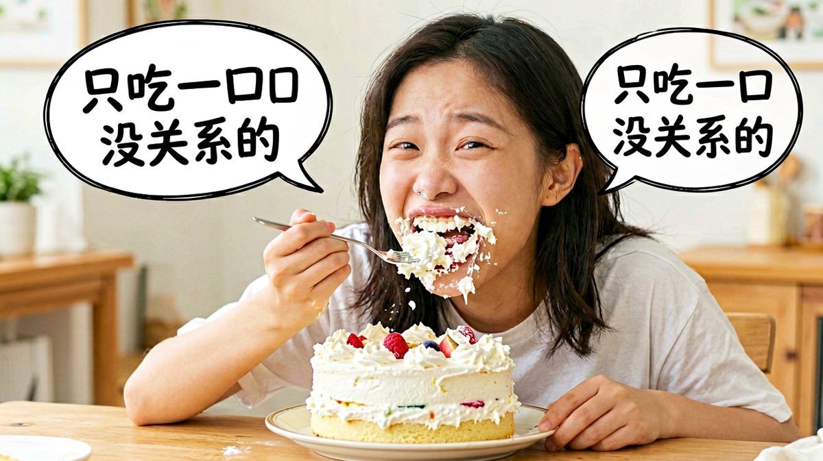 安慰自己：只吃一口，不算破戒！