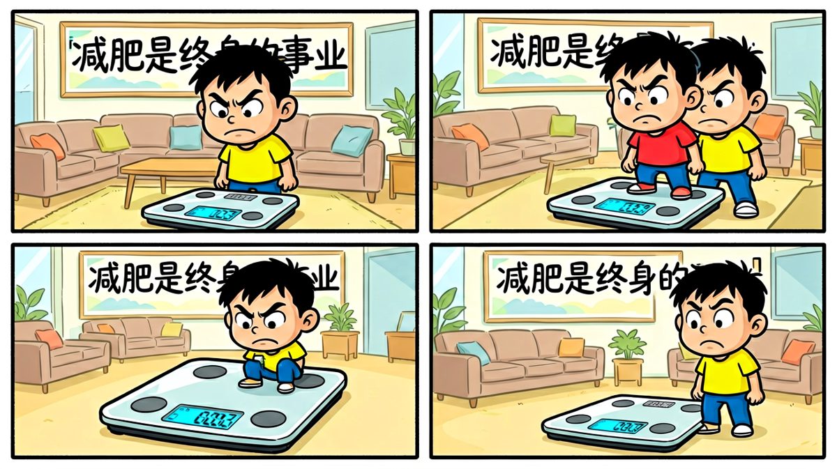 小明下定决心减肥，看着体重秤上的数字信誓旦旦