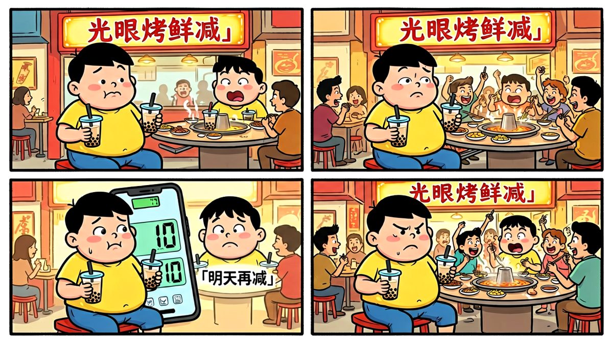 吃完火锅体重还涨了，小明决定明天再减