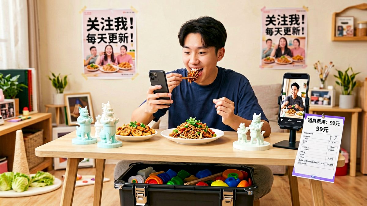 主播本人：其实我从来不吃，全靠道具