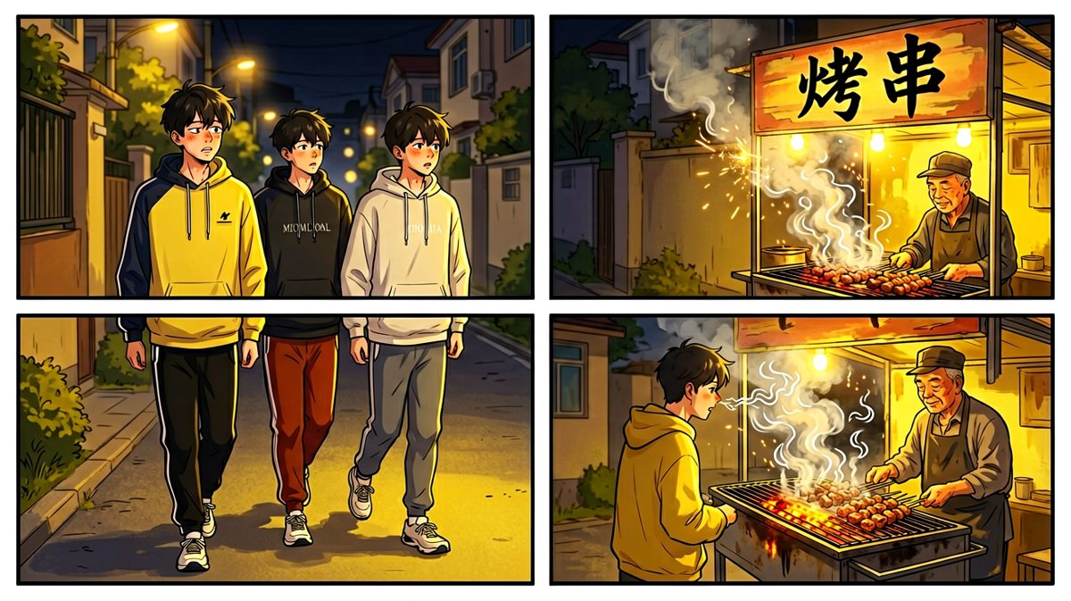 路过烧烤摊，香味让脚步完全不受控制。