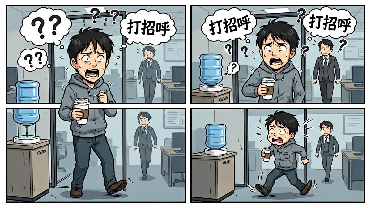 茶水间偶遇同事，社恐大脑死机