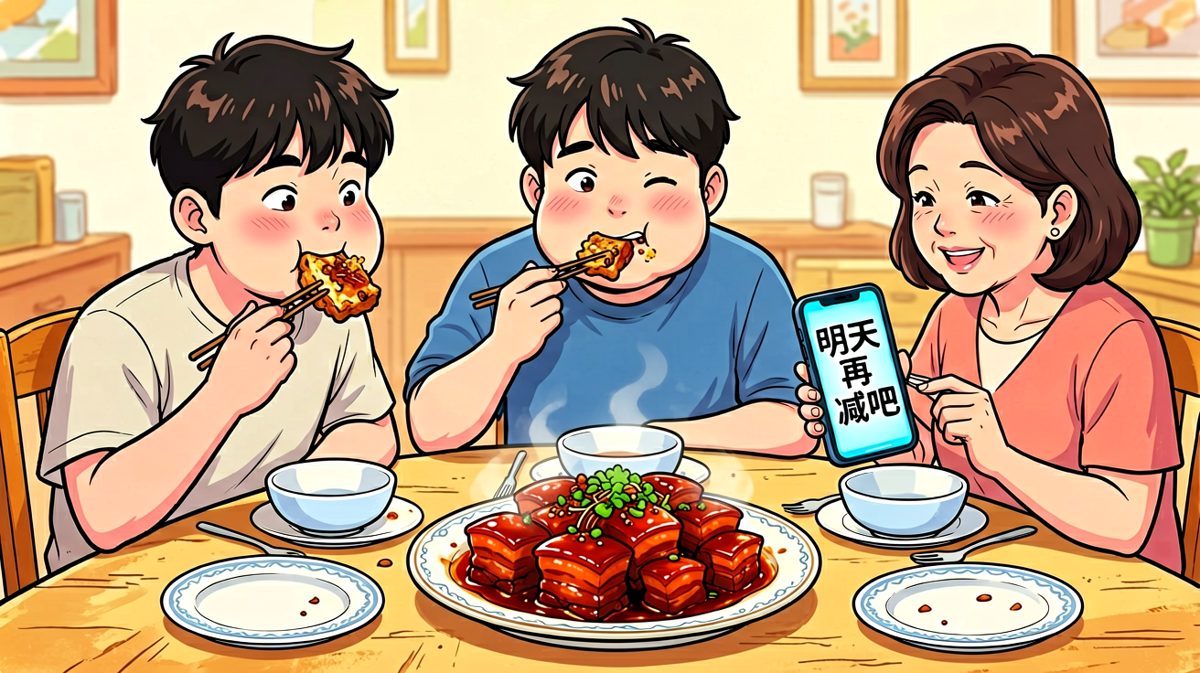 明天再说，今天的肉不能浪费。