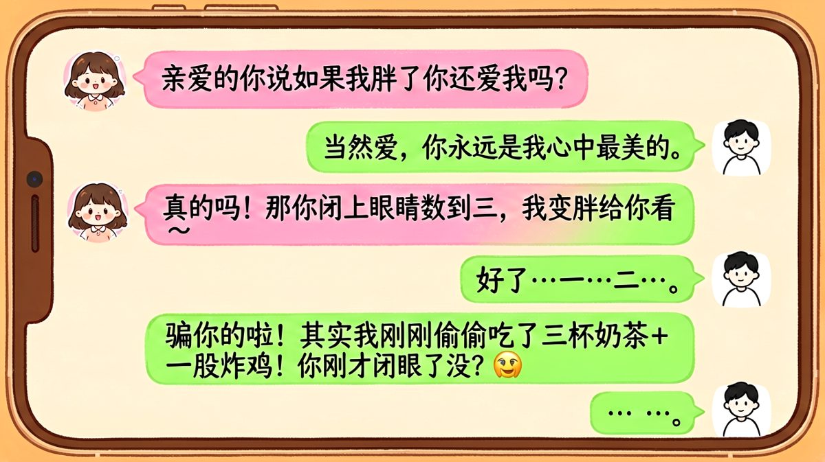 女生假装要变胖吓男友，结果自己先偷吃了夜宵还被抓包
