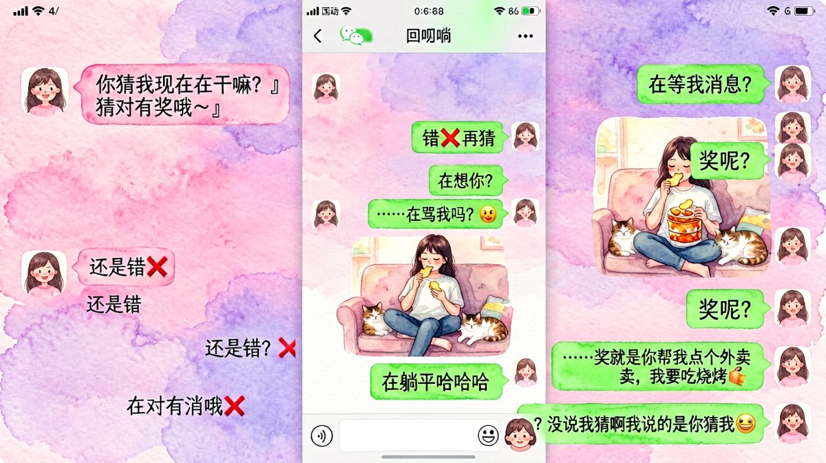 玩猜谜游戏绕晕对方，最后成功让男友点外卖
