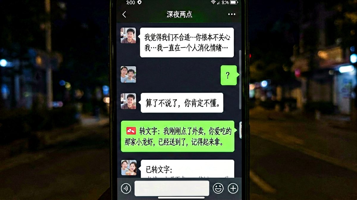 深夜emo还没结束，男生的外卖比理解来得更快。