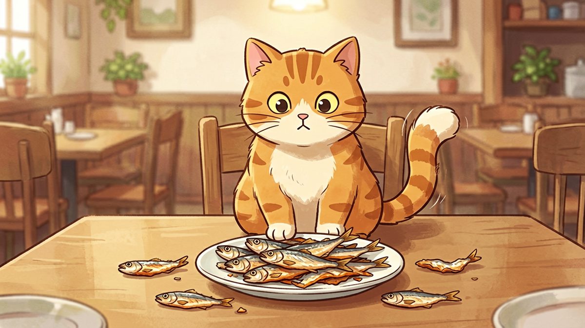 小猫：我只是帮它检验了一下这鱼新不新鲜。