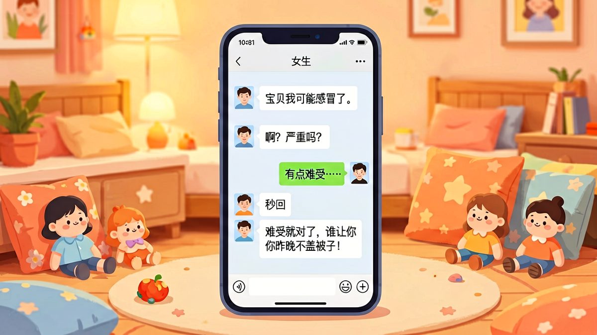 男生撒娇说感冒，女生一句话把温情瞬间变成暴击