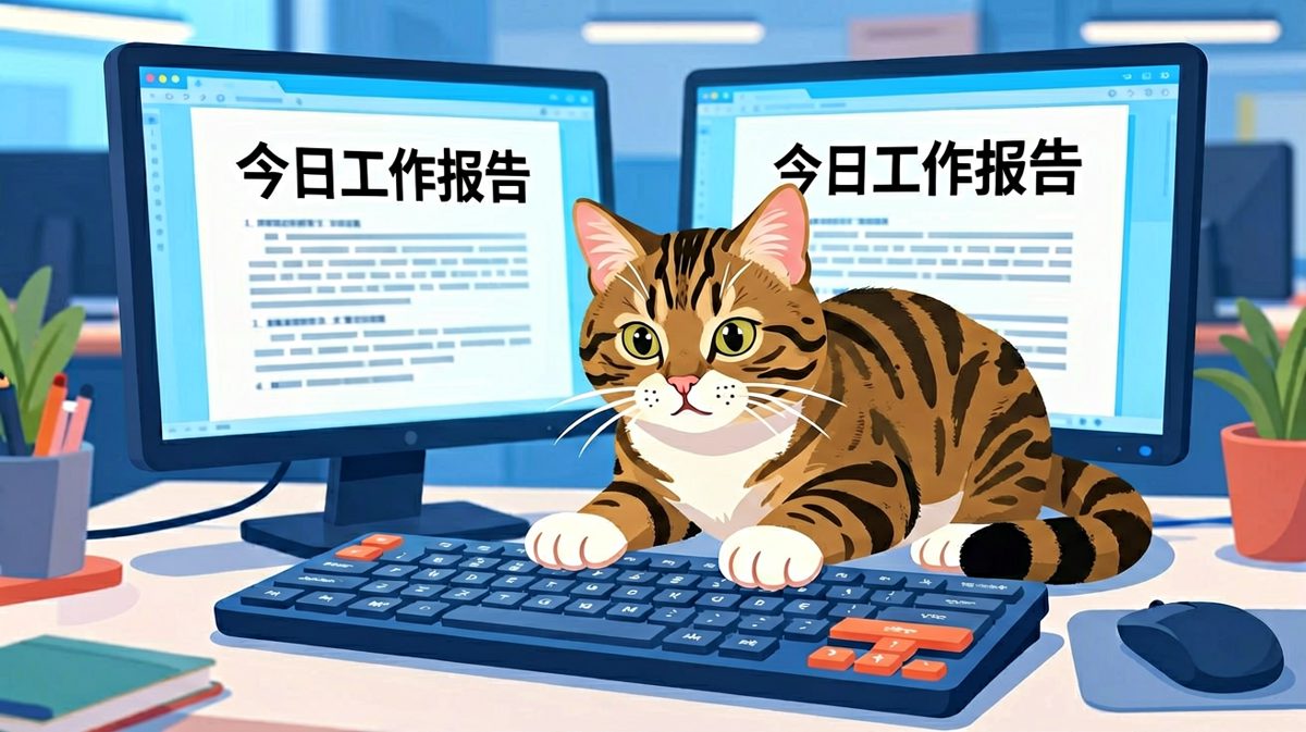 喵星人帮老板按了提交，报告从此有了灵魂。
