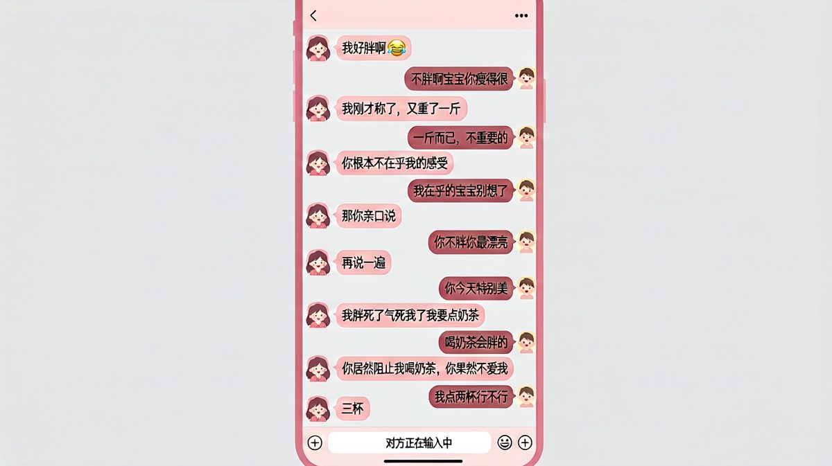 从身材焦虑到奶茶自由，只需要三个回合的'你不爱我'。