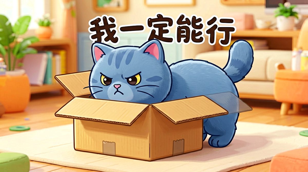 猫咪永远相信只要脑袋进去了就能钻进去，至于身体……那是身体的事。