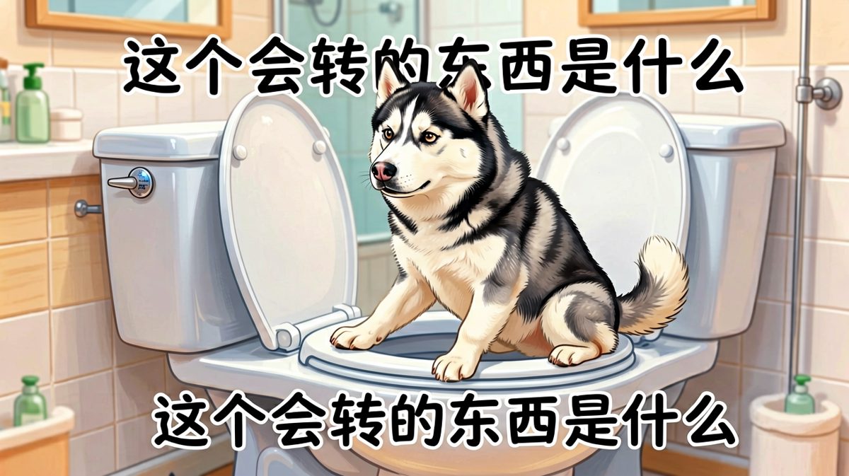二哈不仅拆家，还对人类的各种发明充满好奇，今天研究目标是马桶。