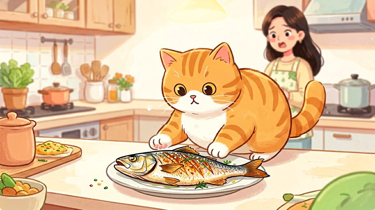 猫：我在天花板上看灯，绝对没偷吃！