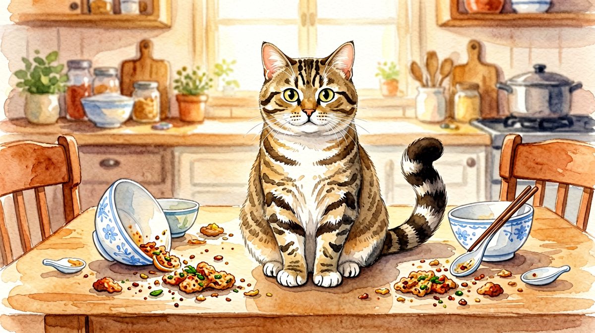 猫：不是我吃的，是碗自己跳下去的，我只是路过。