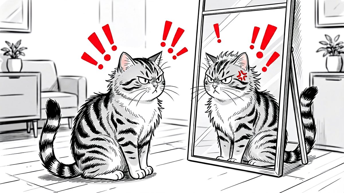 猫：镜子里那只猫居然敢瞪我！
