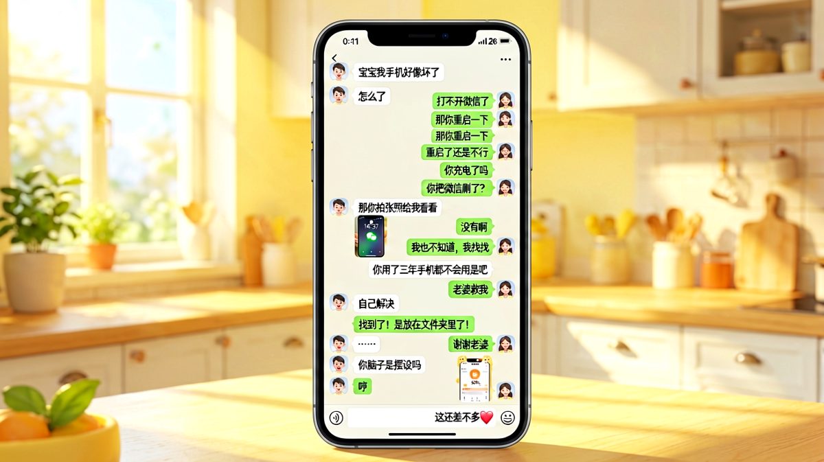 手机没坏只是微信被藏进了文件夹，直男老公的社死现场与520元封口费。