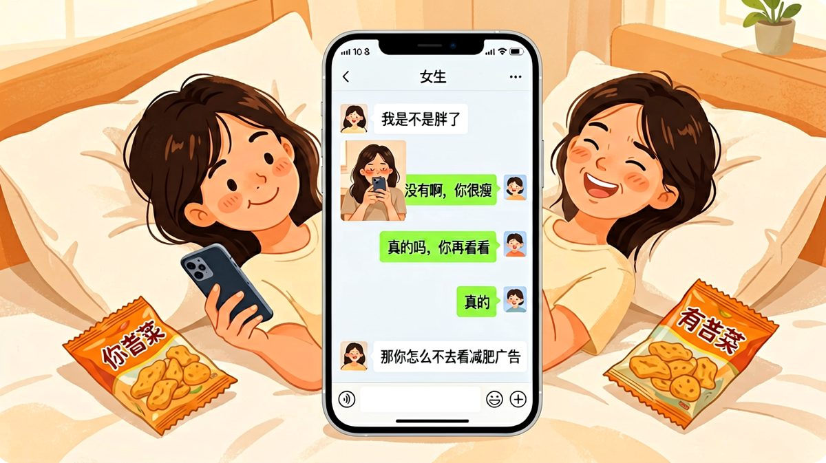 女生精心设下的'我胖了吗'陷阱，男生完美掉进去。