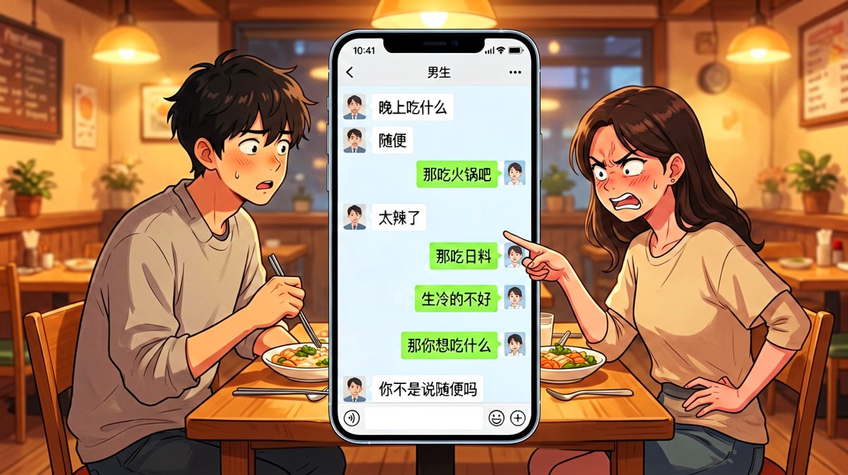 '随便'是情侣间最危险的词汇，男生彻底懵圈。