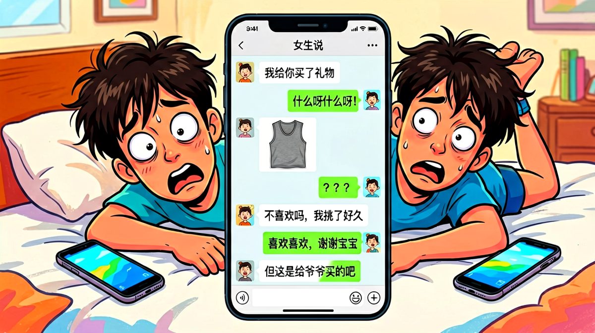 女生送的'惊喜礼物'让男生怀疑人生，直男内心崩溃。