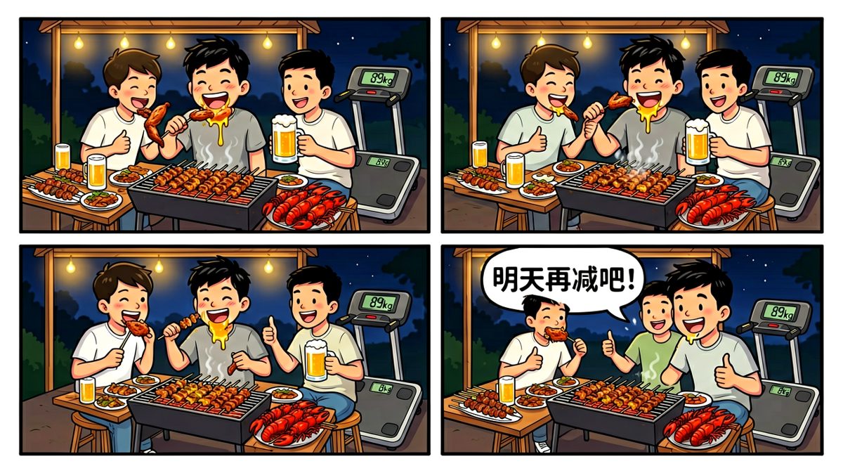 第二天继续减肥，今天先吃饱再说。