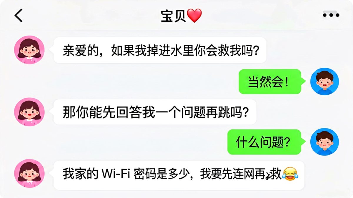 救命还是先连WiFi？她的求生欲测试让你哭笑不得