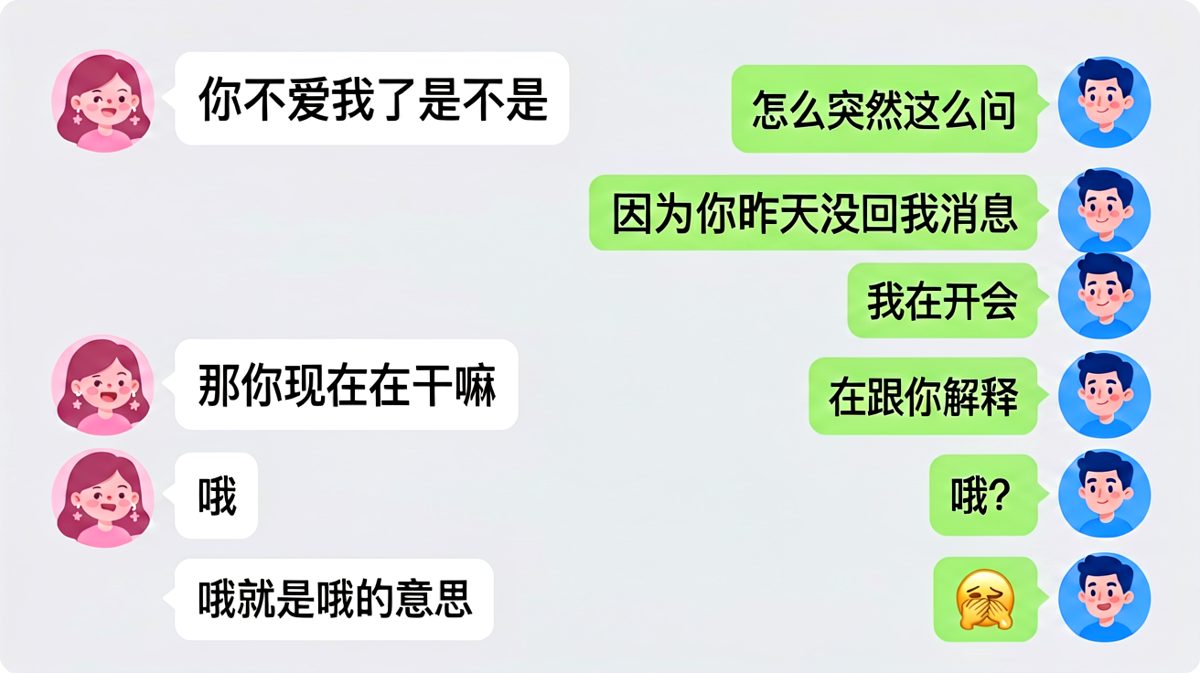 男生以为自己在讲道理，其实已经踏入了第二个坑