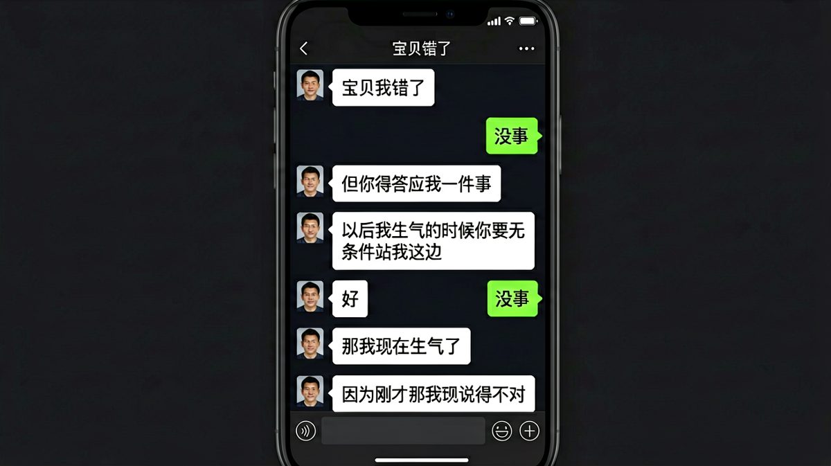 《无条件站队》——只要我生气，错的就是你的话