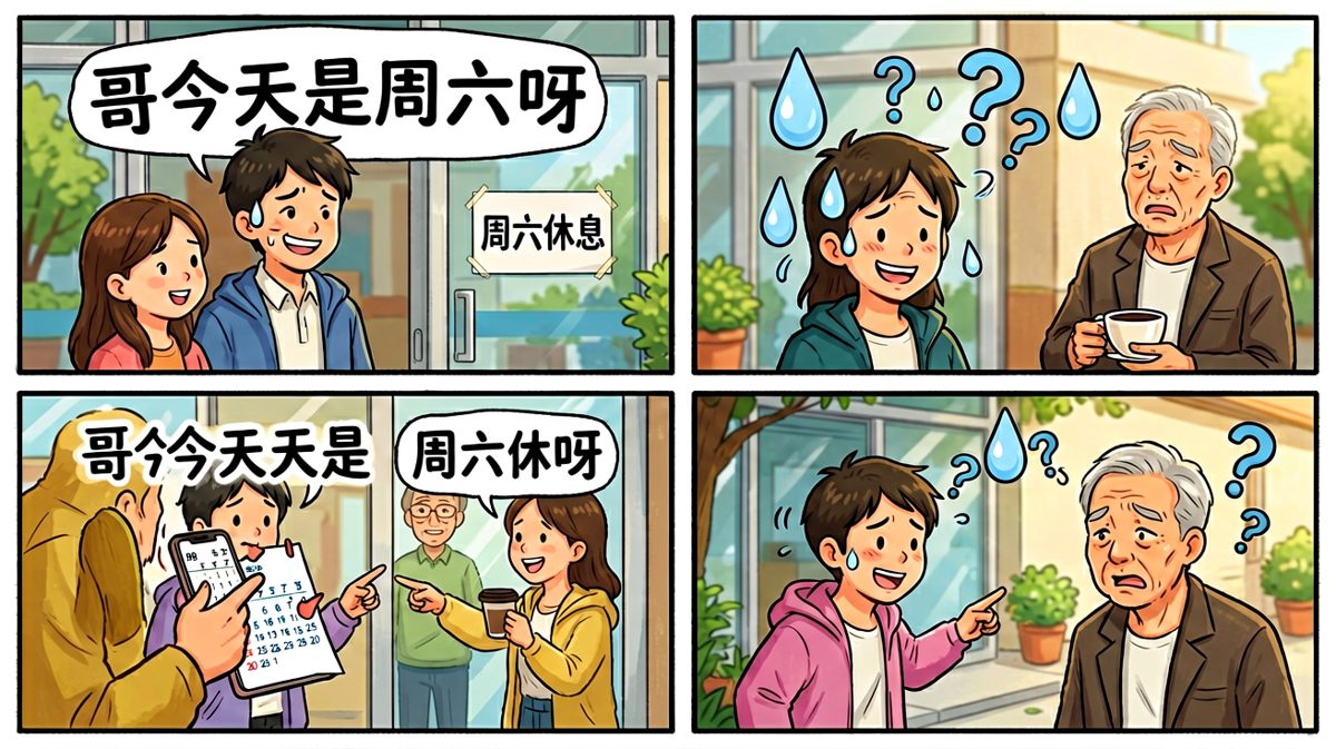 原来今天是周六……白慌了一场 😂