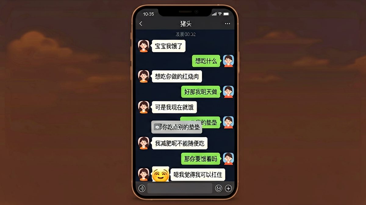 女生深夜撒娇饿了，男生被'减肥又饿'的逻辑绕晕了