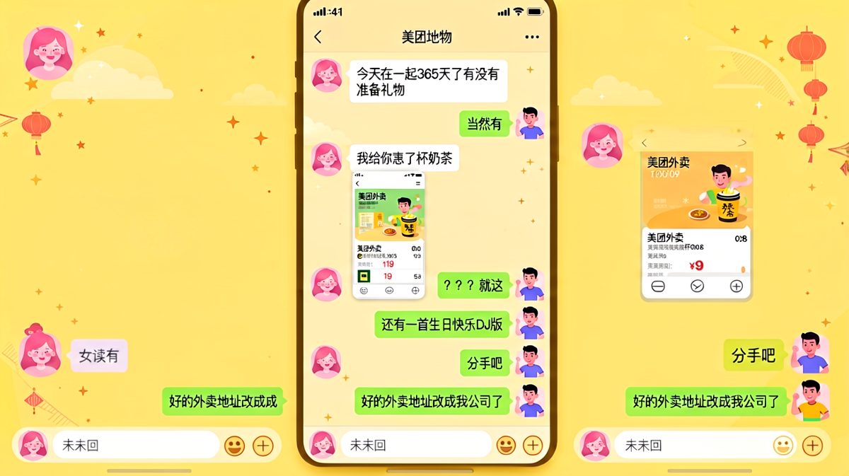 365天纪念日礼物是外卖奶茶+DJ版生日快乐，最后还改地址跑路