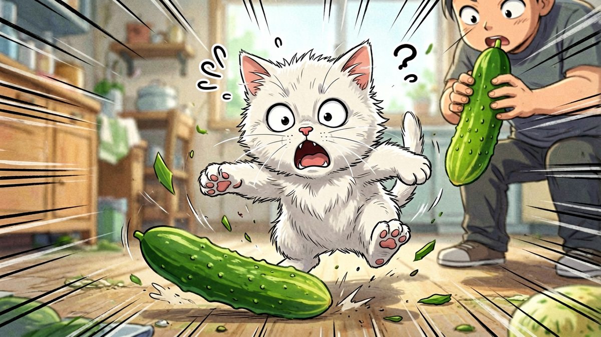猫：这绿色长条怪物是什么！！！！