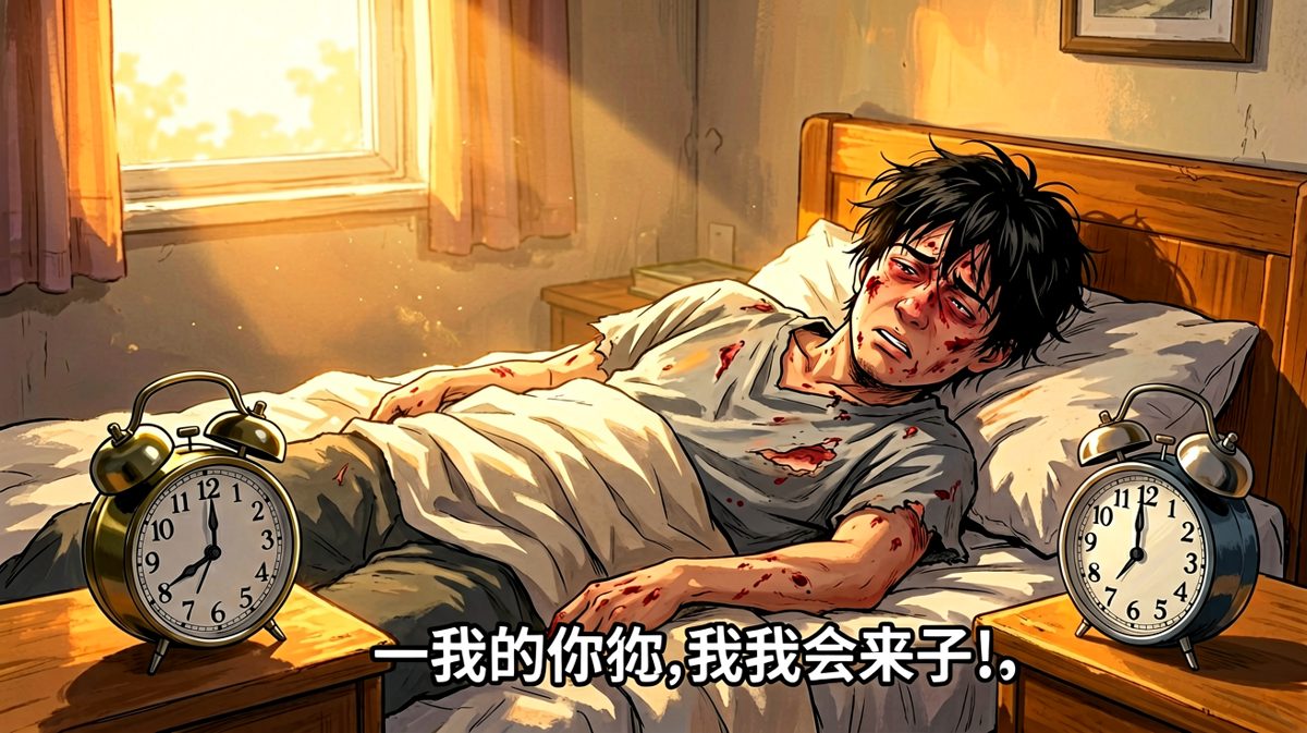 闹钟赢了，主人公彻底崩溃