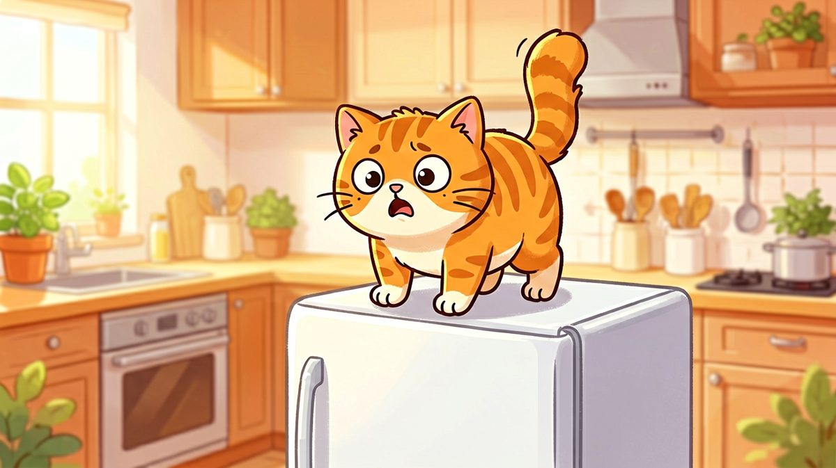 「猫生第一步：勇敢！第二步：好像有点高…」