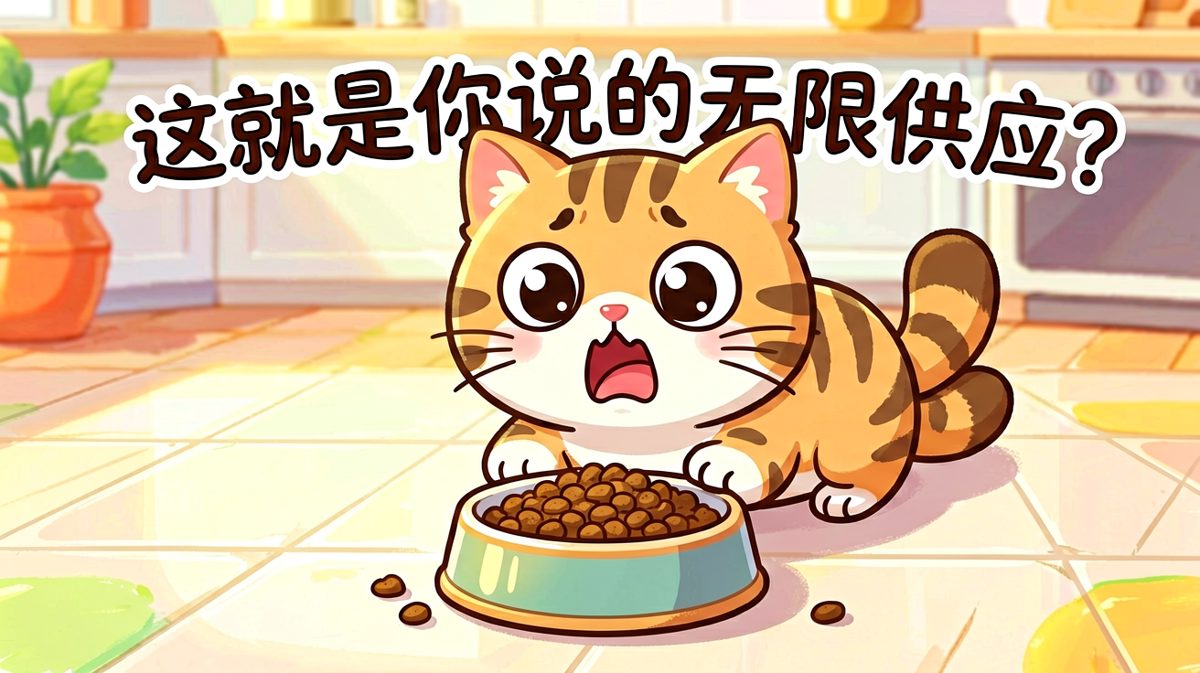 「两粒猫粮就想打发本喵？你在逗我吗？」