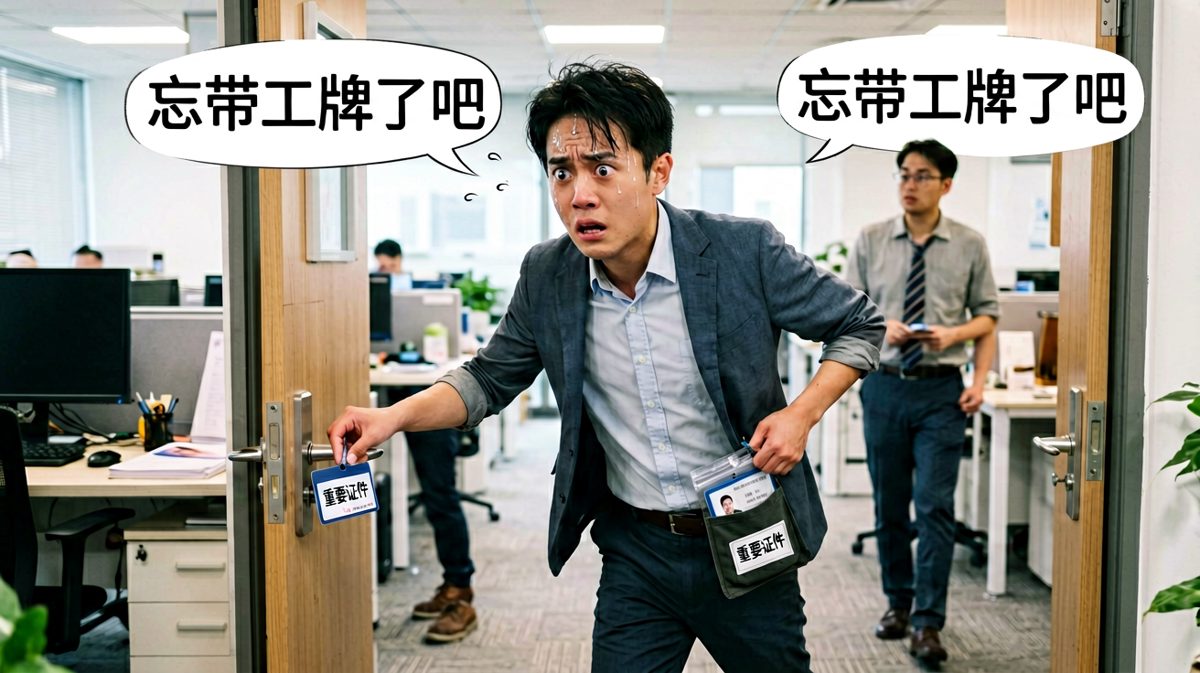 风雨无阻赶到公司，结果忘带工牌