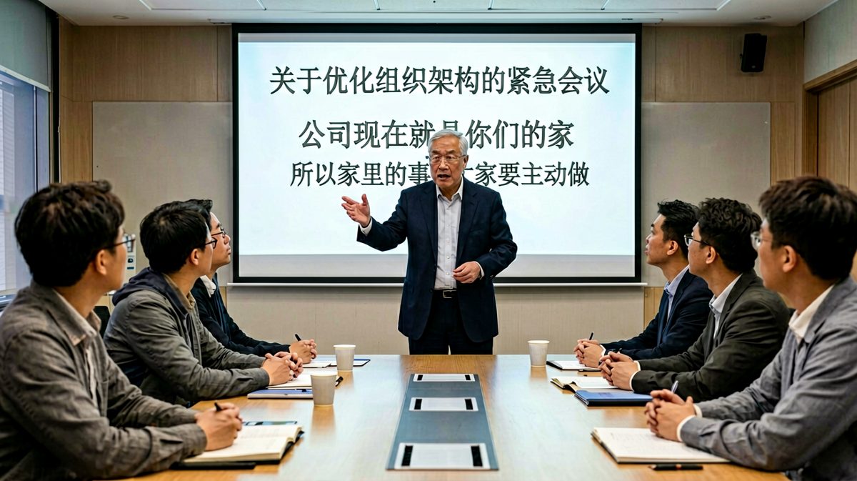 老板说'公司就是你的家'，员工以为是温情时刻，结果是'那周末来家里（公司）大扫除吧'。