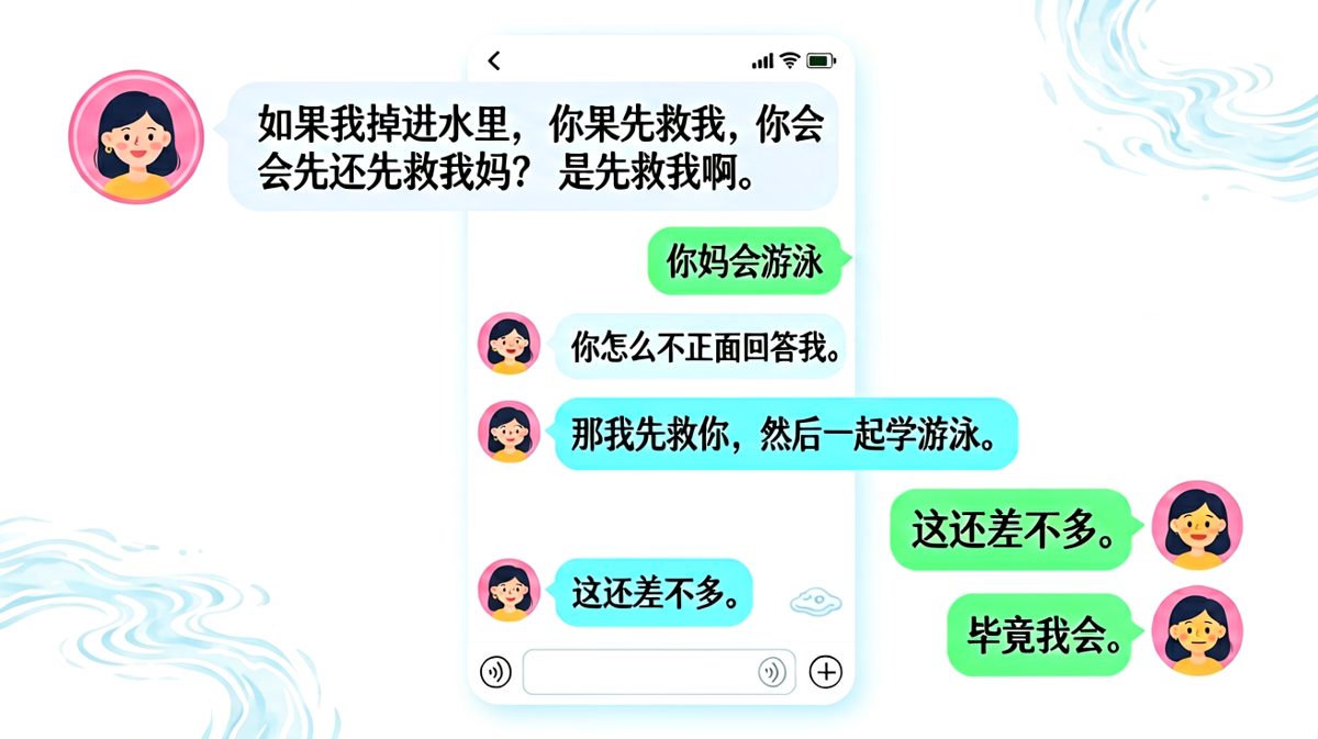 【游泳论】女生在测真心，男生在测水深，两人完全不在一个频道上。