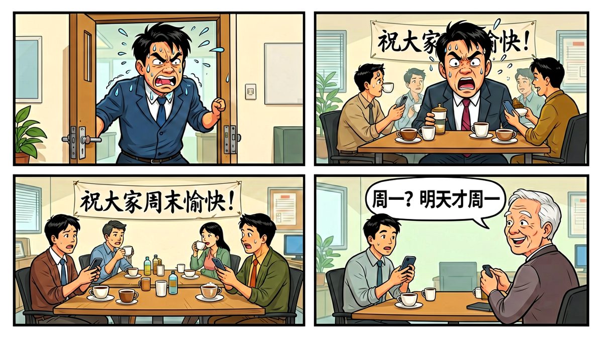 阿强冲到店，才发现今天其实是周日