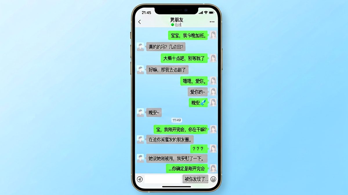 加班的谎言被闺蜜朋友圈拆穿