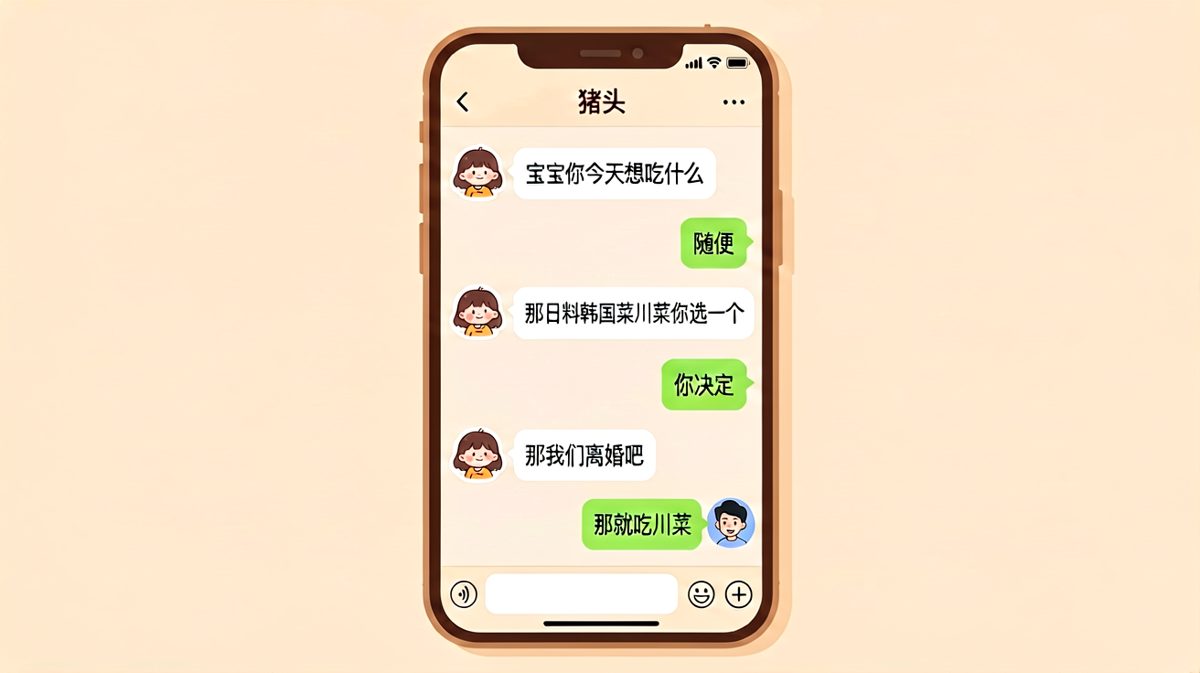 女生用离婚威胁逼男方做选择，结果他毫不犹豫选了川菜