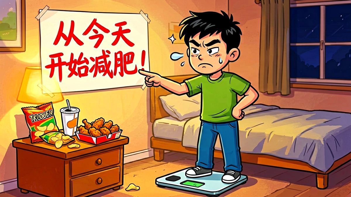 晚上立下减肥flag，气势满满