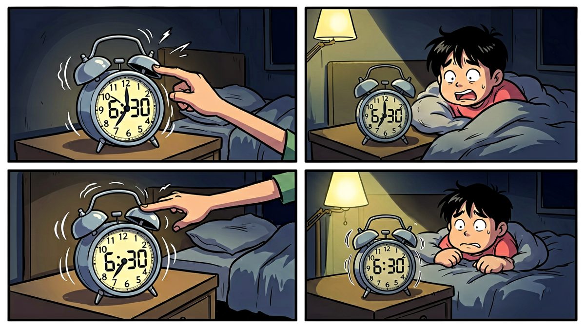 闹钟响了，选择继续睡