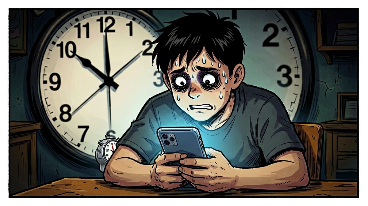 第二格：盯着倒计时，每一秒都像在煎熬。