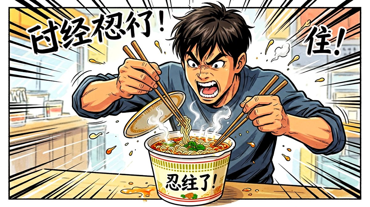 第三格：三分钟的极限终于到达终点线，他忍无可忍！